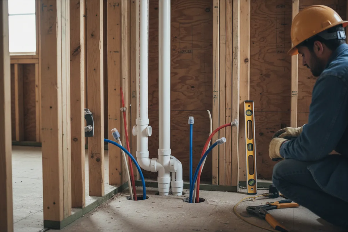 Drain and supply rough-in during Drain Cleaning in Nellis