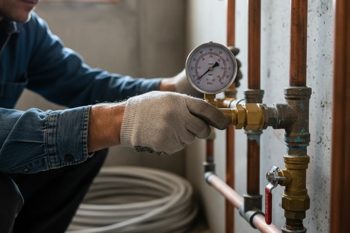 Pressure testing a repaired line during Water Line Repair in Nellis